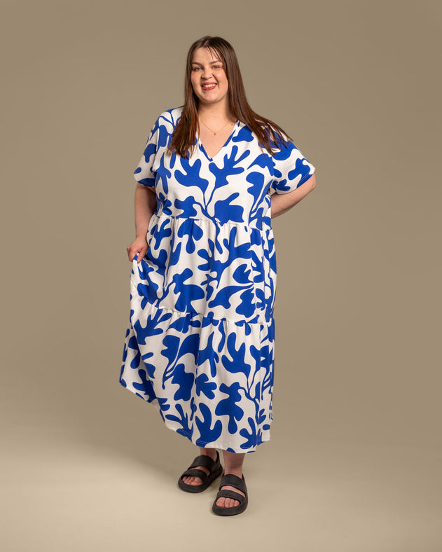 V-Neck Maxi Dress Como Blue