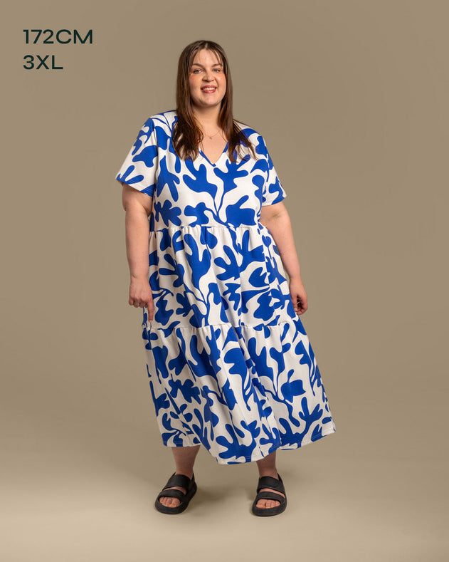 V-Neck Maxi Dress Como Blue