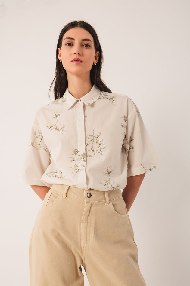 Printed Poplin Shirt Green