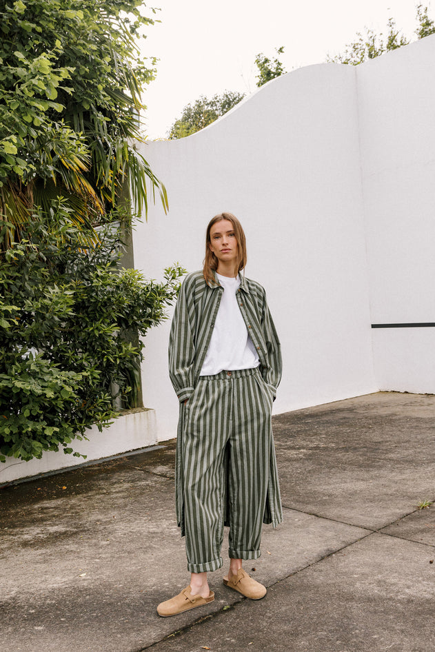 Baggy Elastic Pants Green