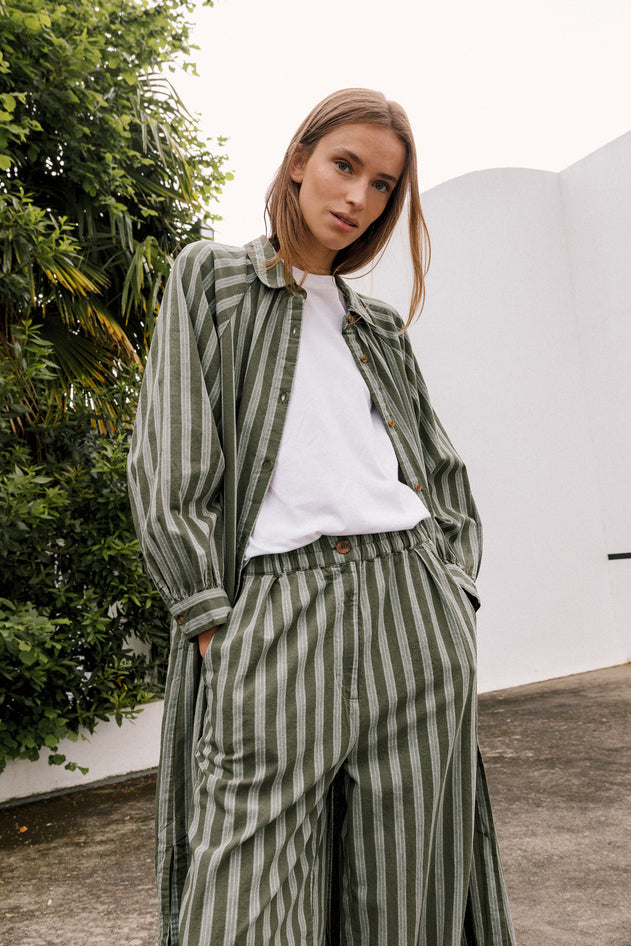 Baggy Elastic Pants Green
