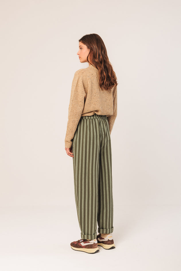 Baggy Elastic Pants Green