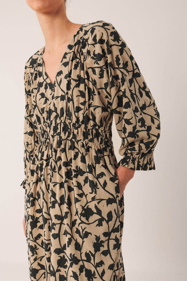 Viscose Midi Dress Beige