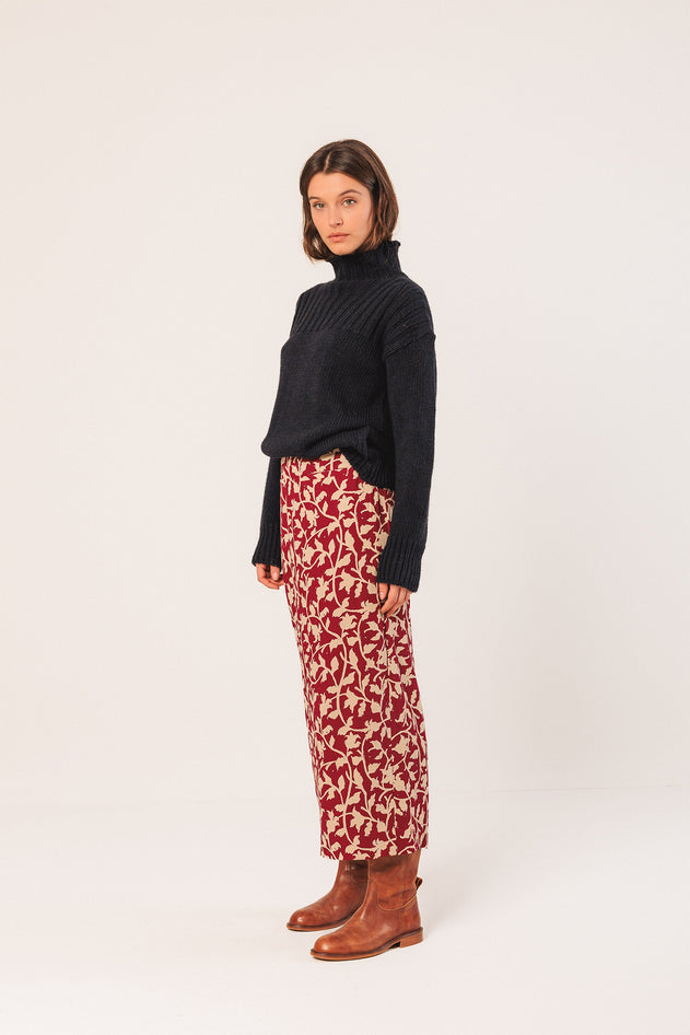 Viscose Pencil Skirt Red