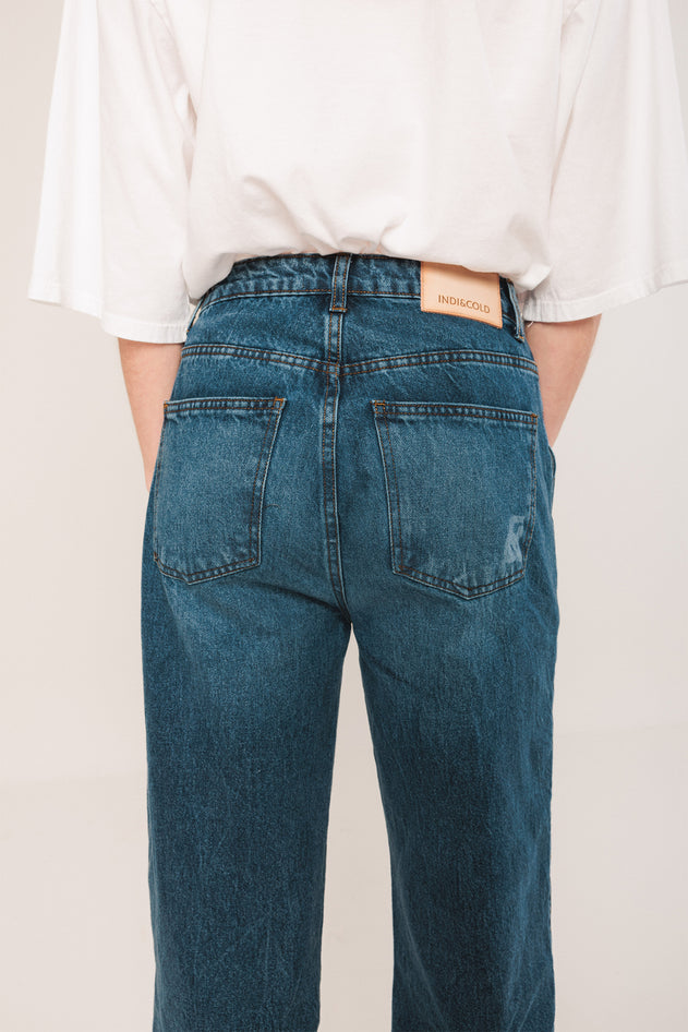 Washed Denim Pants Blue