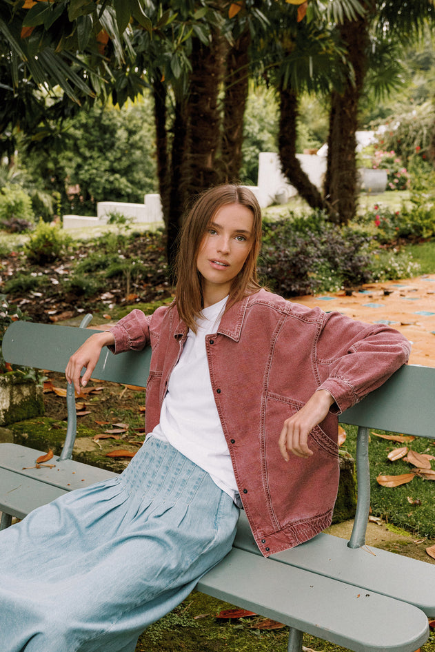Pleated Denim Skirt Blue