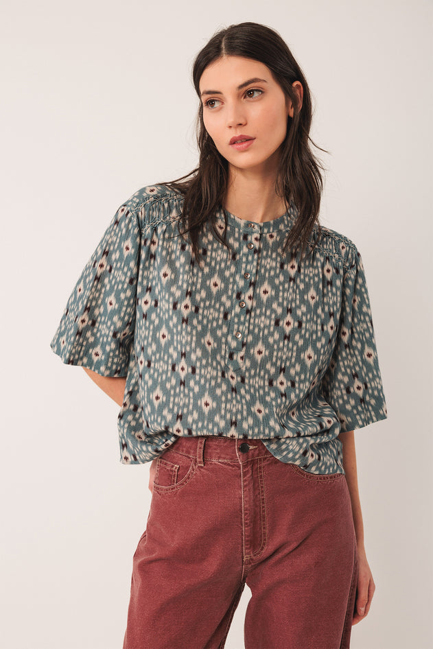Smock Detail Blouse Blue