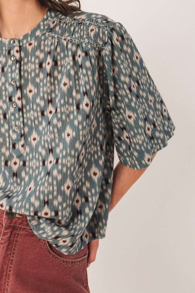 Smock Detail Blouse Blue
