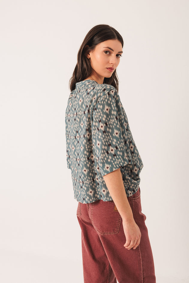 Smock Detail Blouse Blue