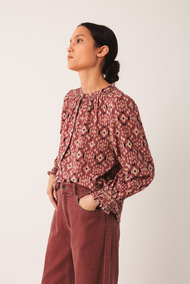 Ikat Print Shirt Red