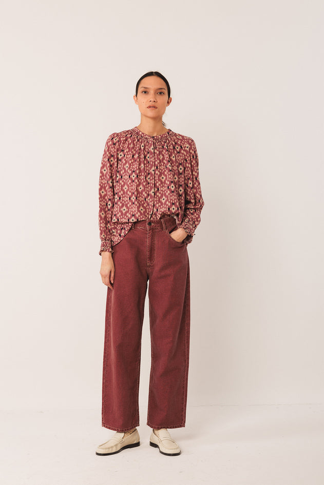 Ikat Print Shirt Red