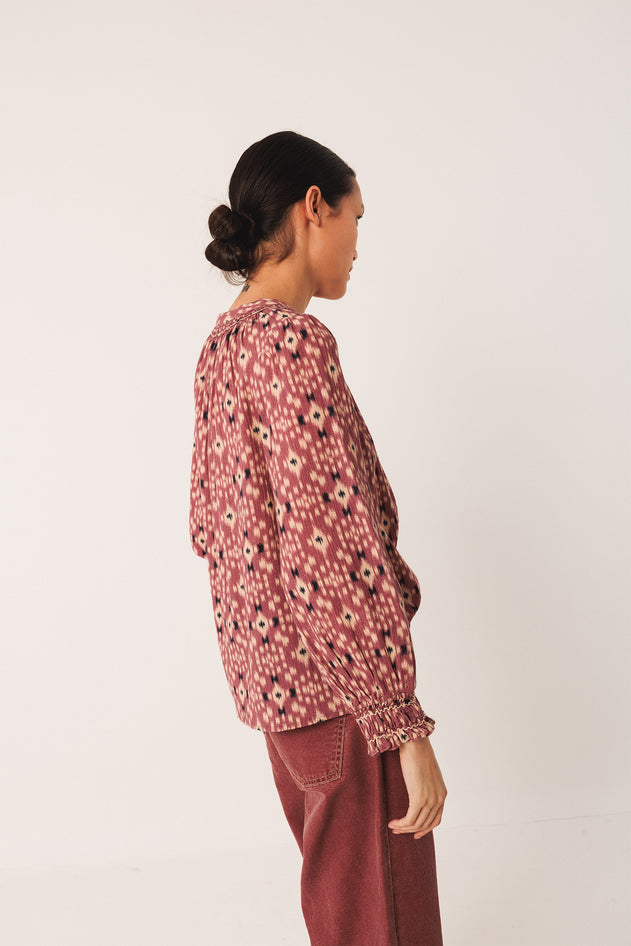 Ikat Print Shirt Red