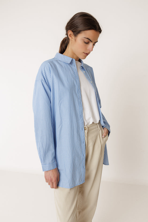 Long Striped Shirt Blue