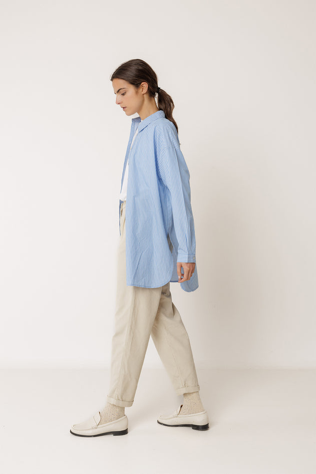 Long Striped Shirt Blue