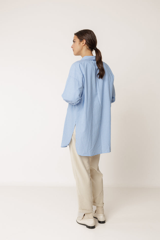 Long Striped Shirt Blue