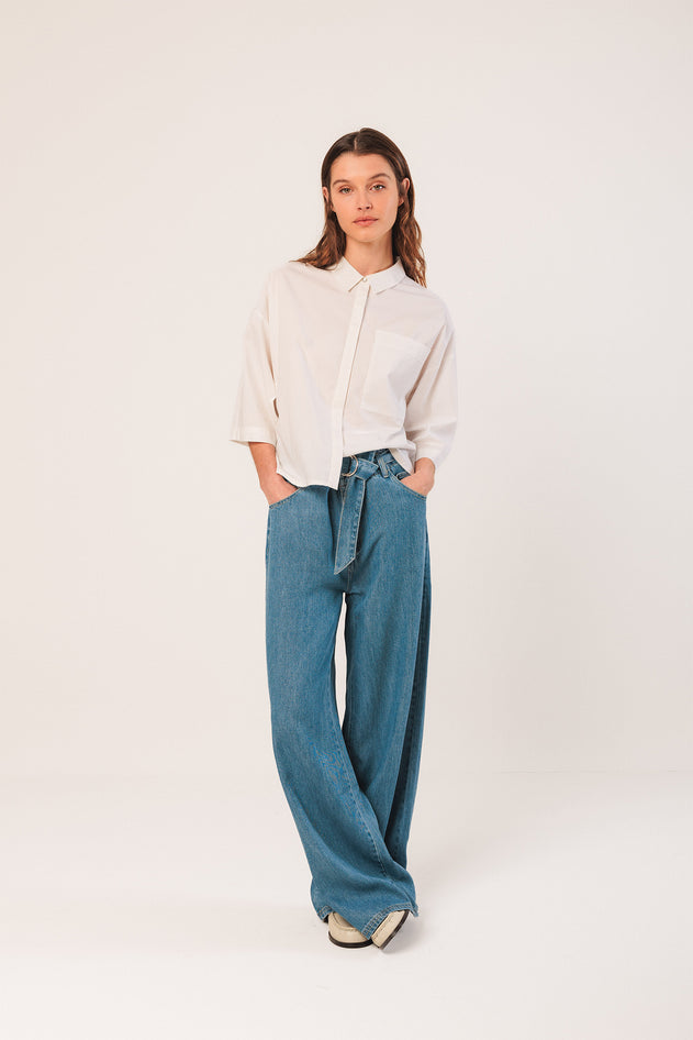 Boxy Poplin Shirt White