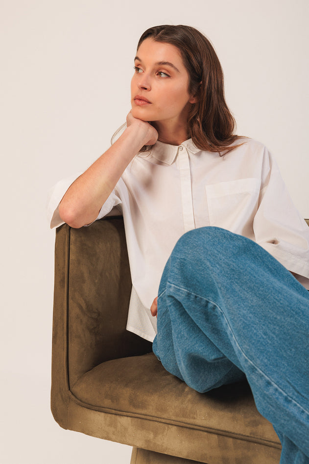 Boxy Poplin Shirt White