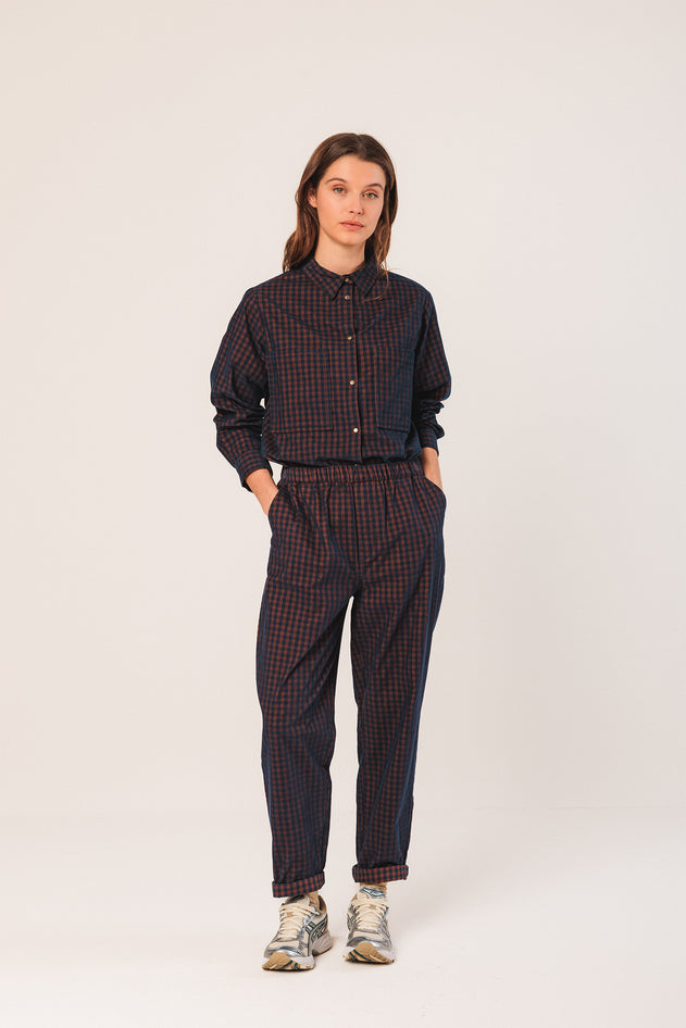 Vichy Elastic Micro-Corduroy Pant Dark Blue