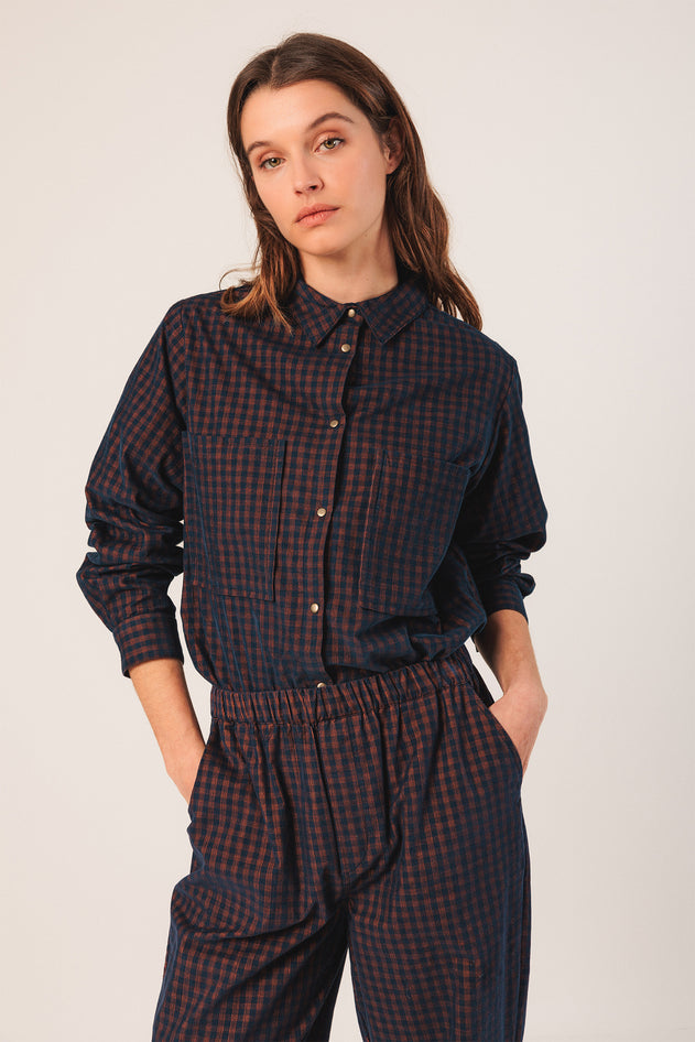 Vichy Elastic Micro-Corduroy Pant Dark Blue