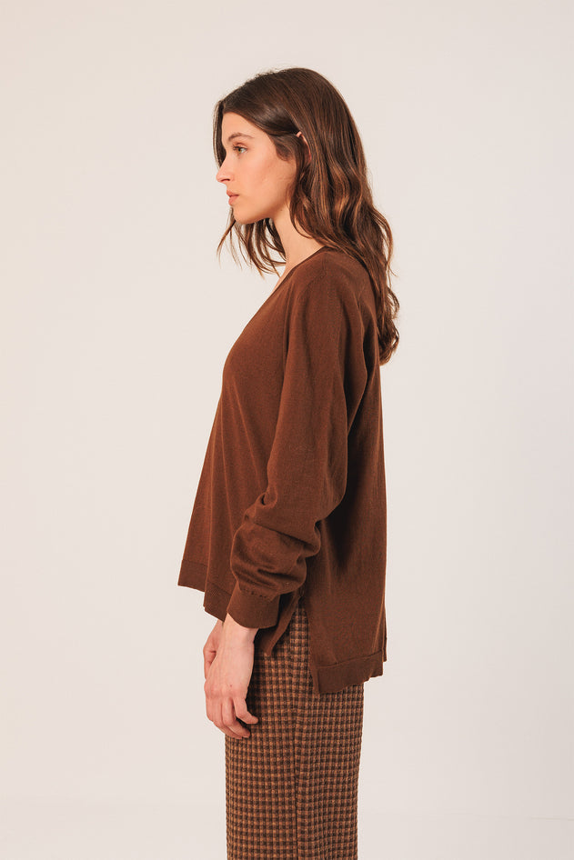 Basic Cotton Sweater Brown