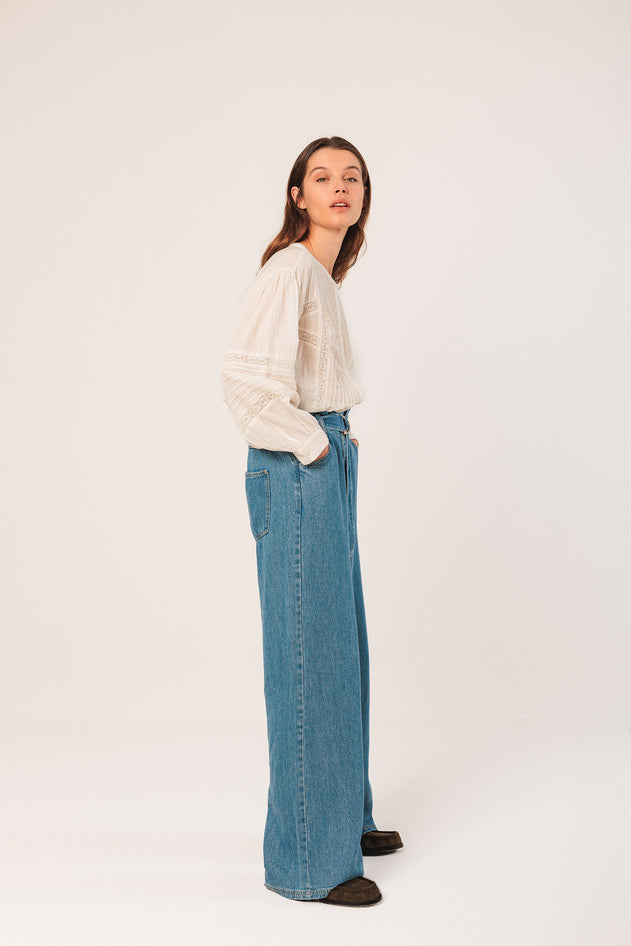 Denim Lyocell Pants Blue