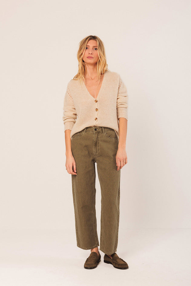 Washed Twill Pants Brown