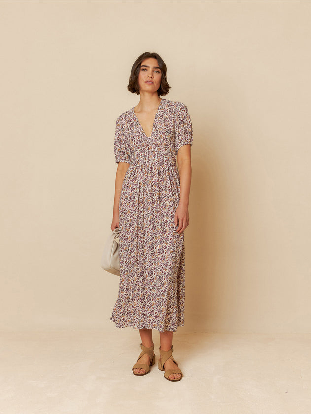 Bow-Shape Neck Dress Violet