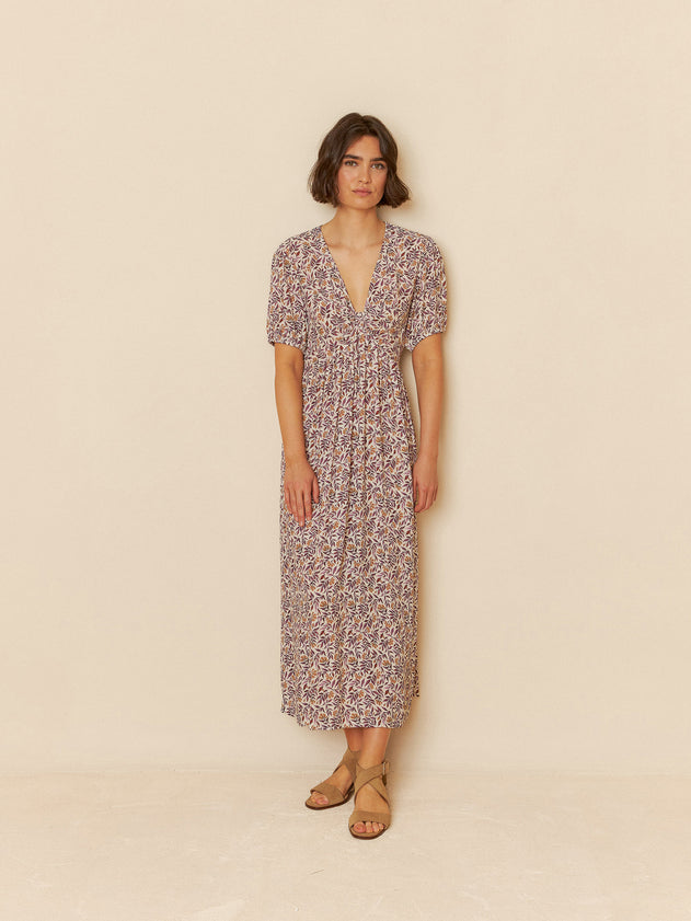 Bow-Shape Neck Dress Violet