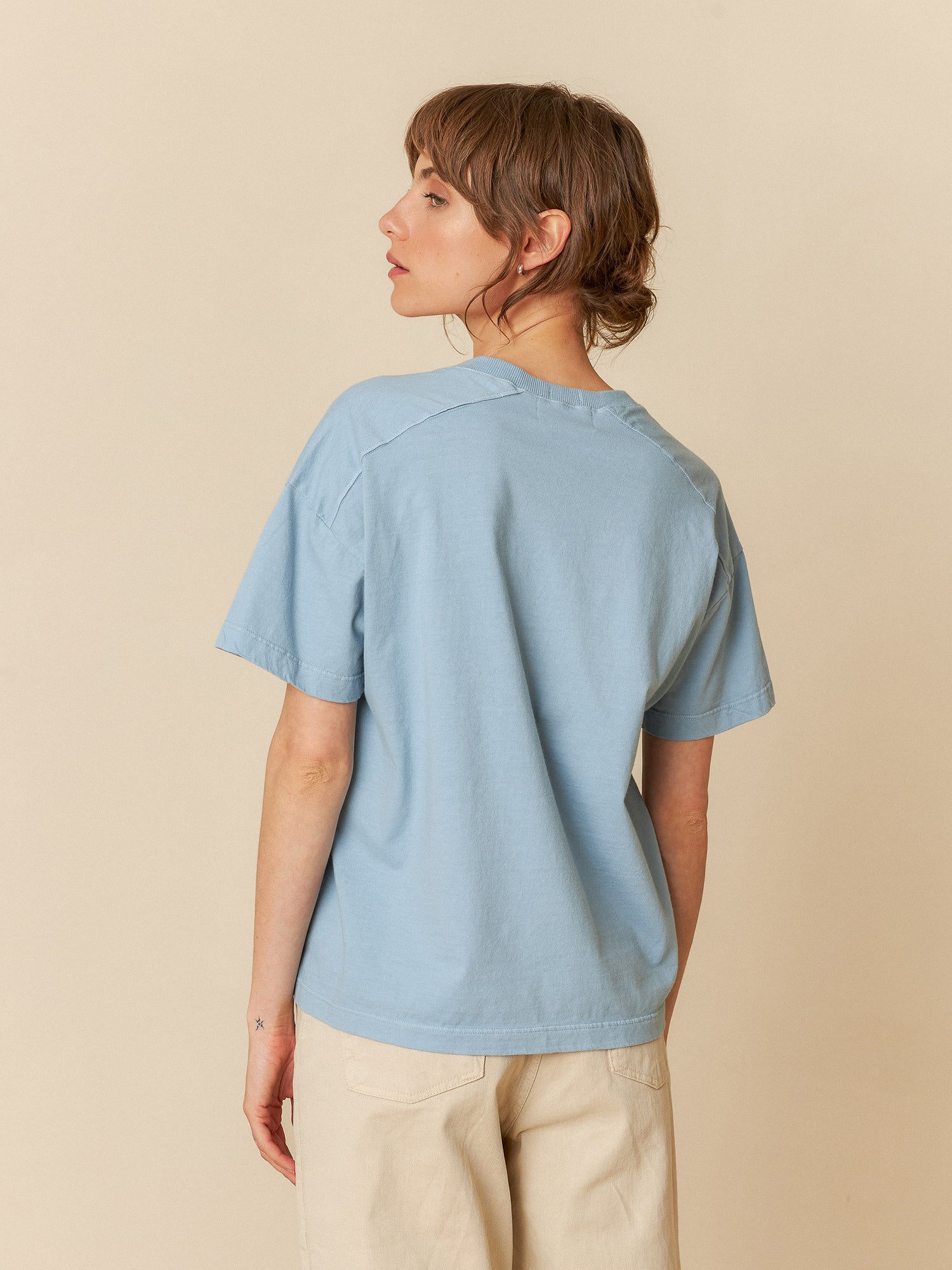 V-Neck Cotton T-Shirt Vintage Blue