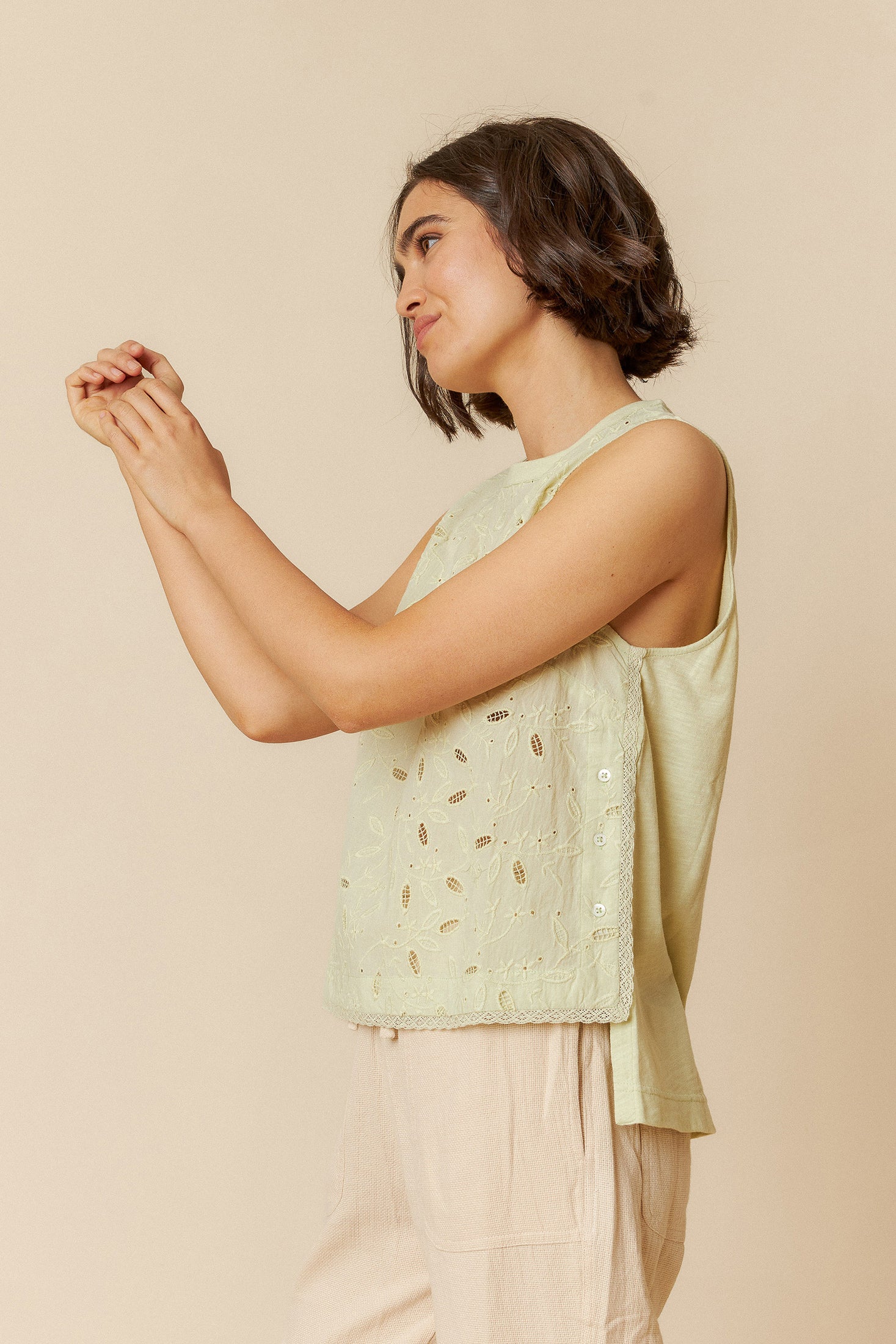 Lace Combined Top Green