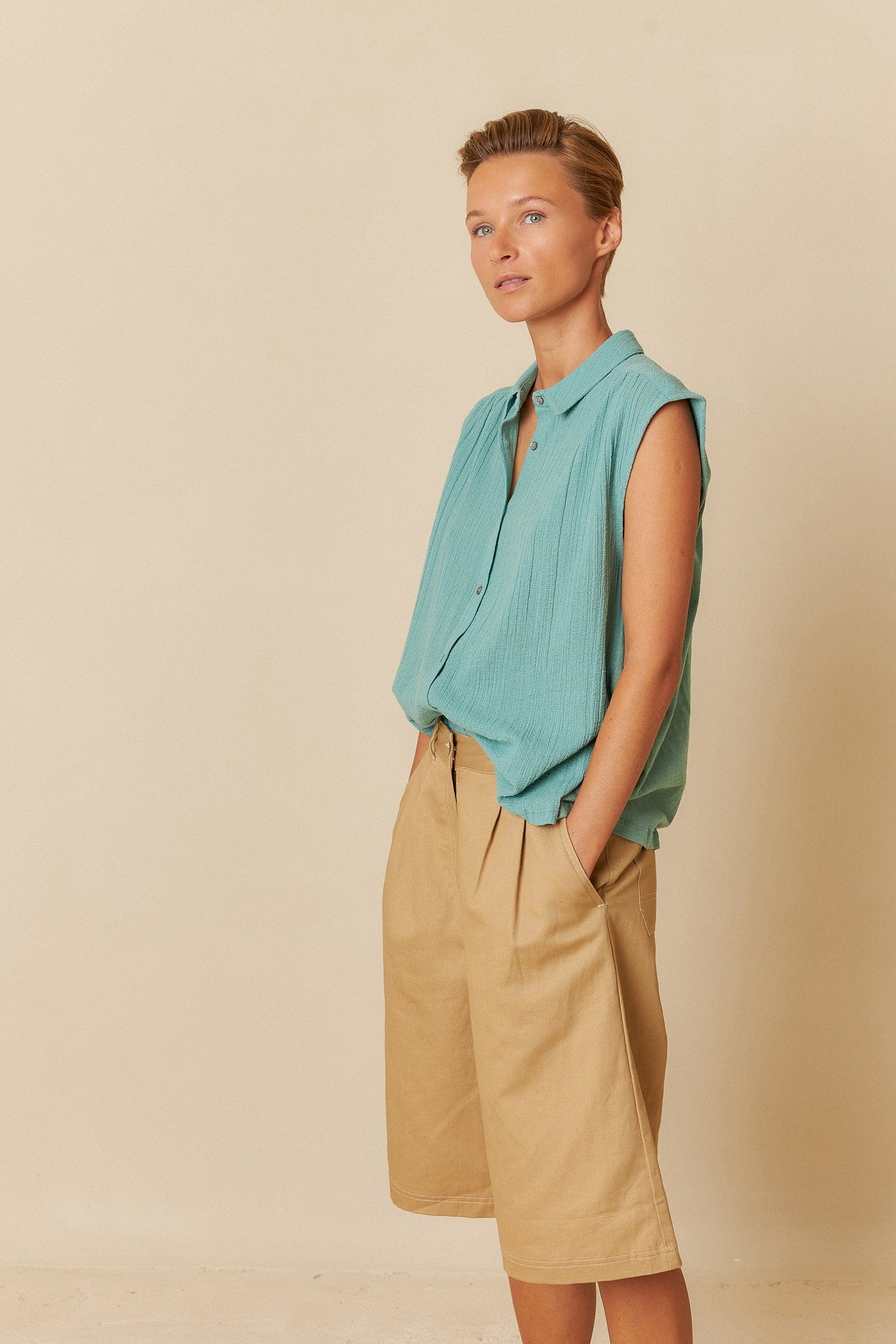 Lore Combined Shirt Jade Blue