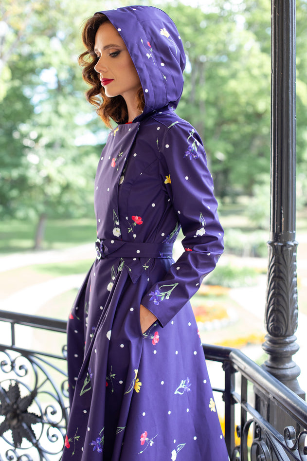 Double Breasted Trench Coat Violet Bloom