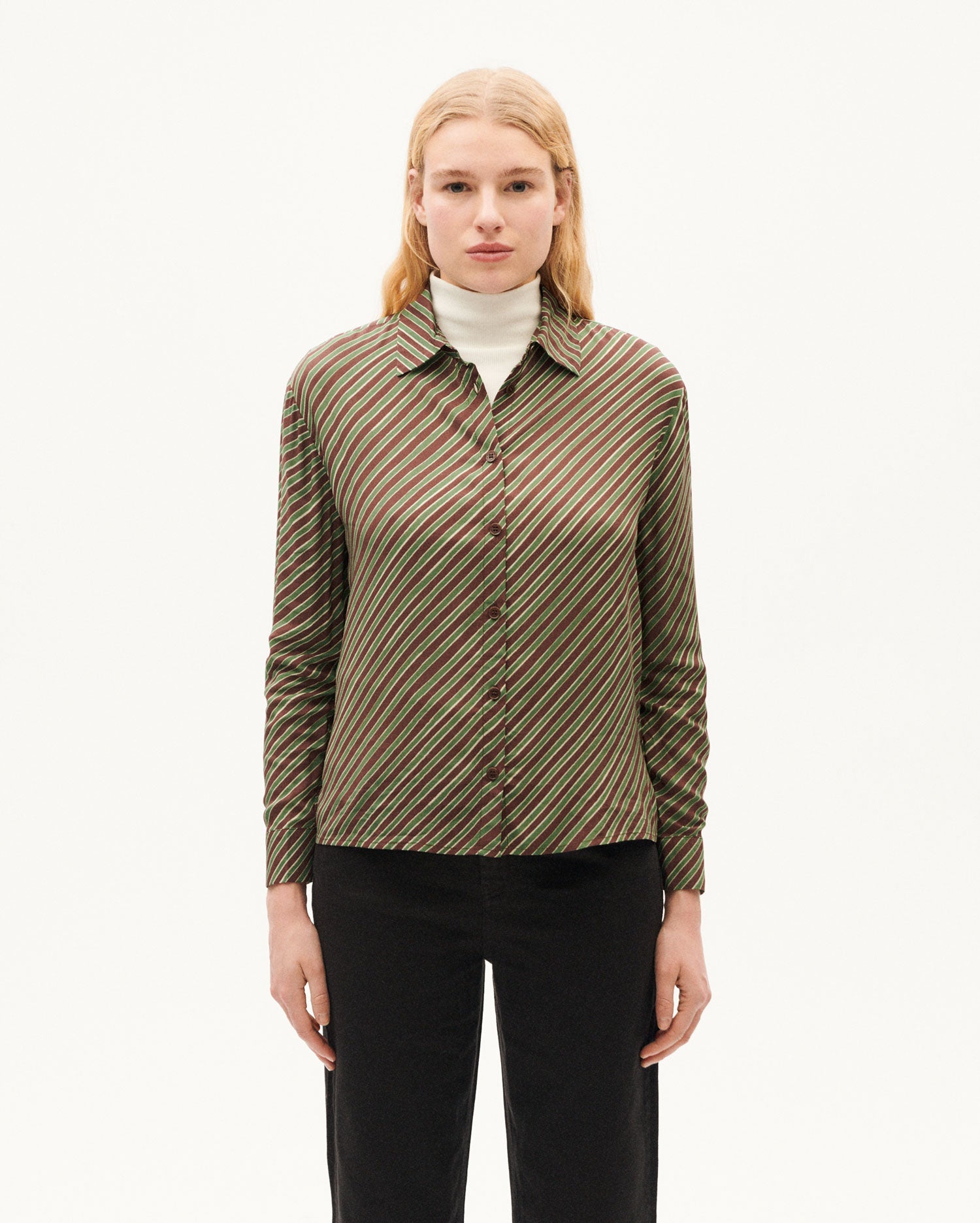 Brown diagonal striped Kati blouse
