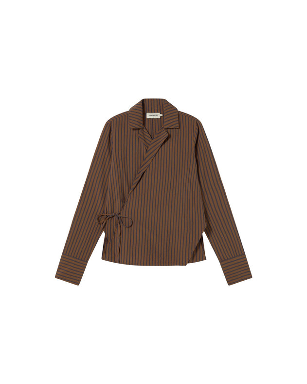 Lenie Crossed Blouse Brown Stripes