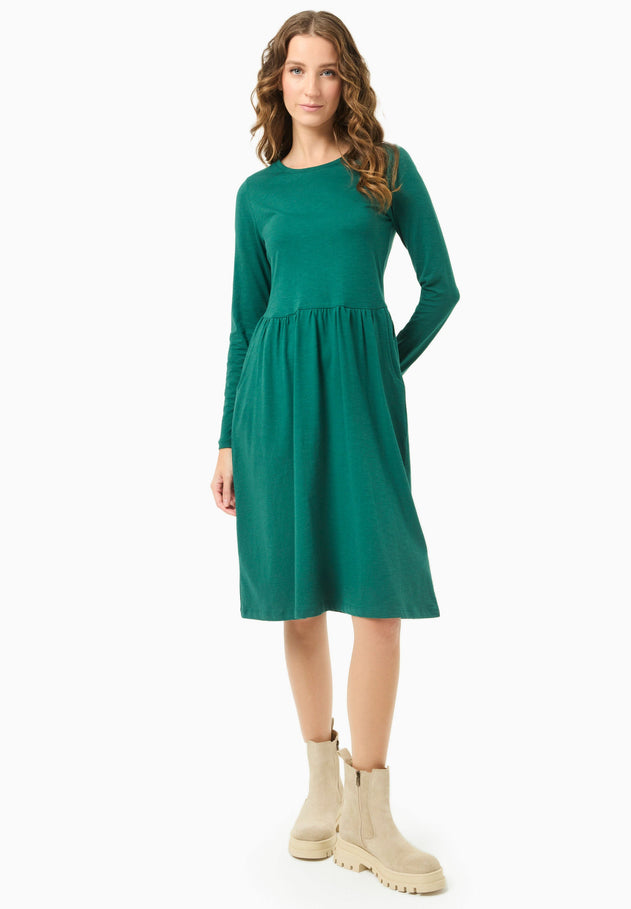 Long-Sleeved Organic Cotton Jersey Dress Deep Emerald