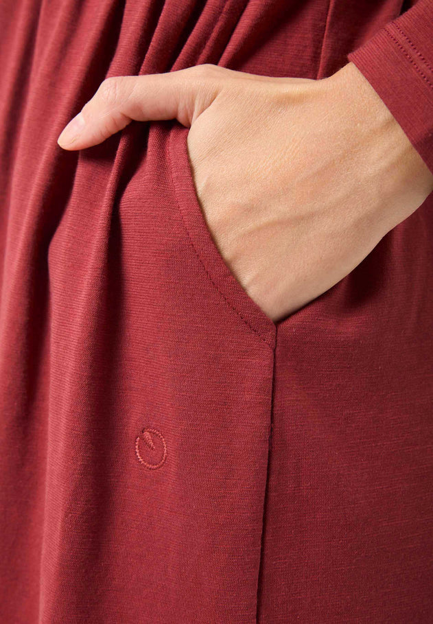 Long-Sleeved Organic Cotton Jersey Dress Merlot