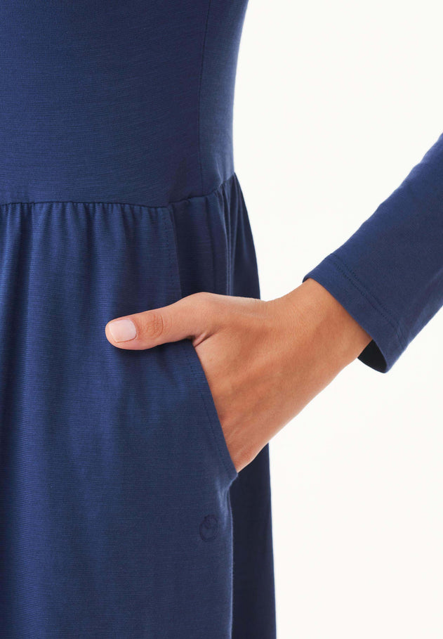 Long-Sleeved Organic Cotton Jersey Dress Navy