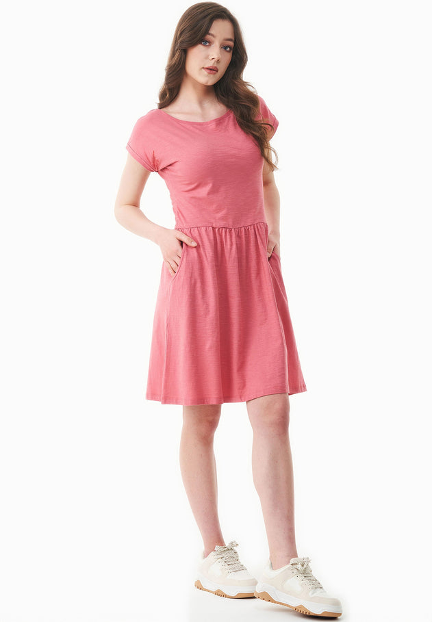 Slub Jersey Dress With Side Pockets Desert Rose