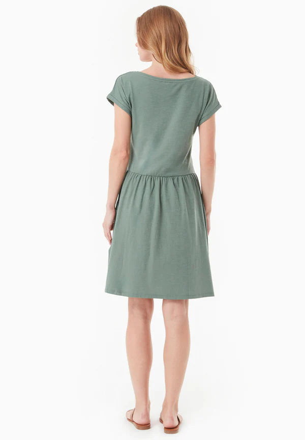 Slub Jersey Dress With Side Pockets Green Tea