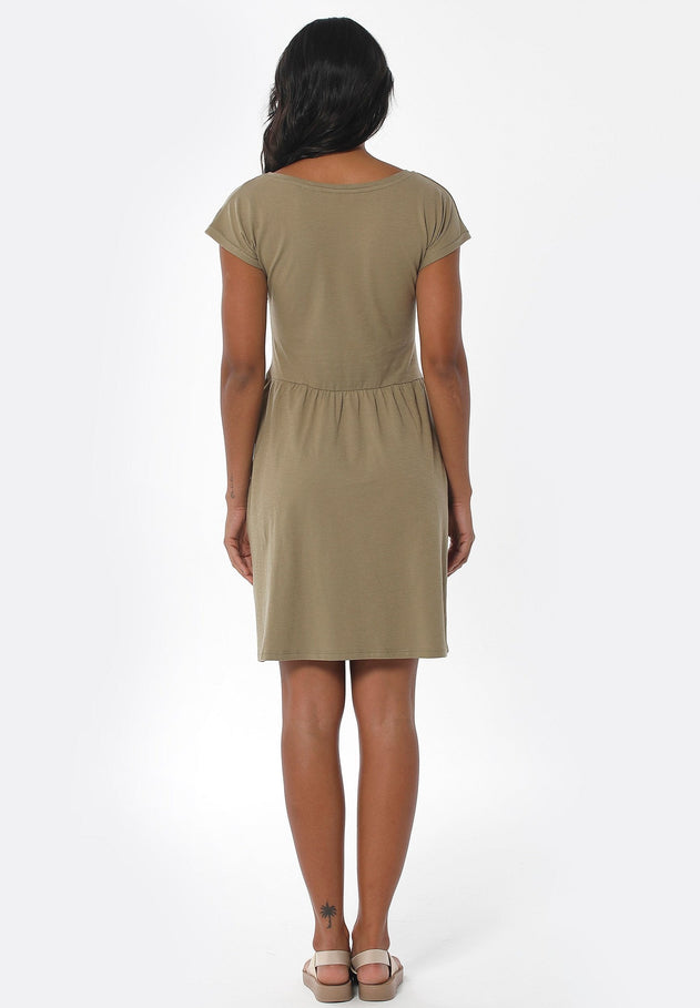 Slub Jersey Dress With Side Pockets Olive