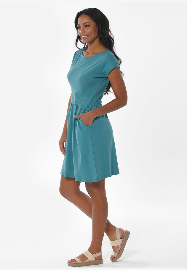 Slub Jersey Dress With Side Pockets Petrol Green