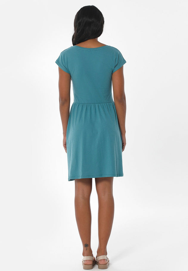 Slub Jersey Dress With Side Pockets Petrol Green