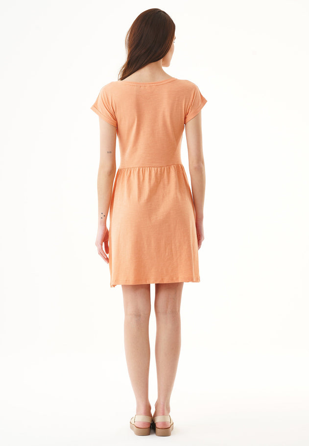 Slub Jersey Dress With Side Pockets Shell Coral
