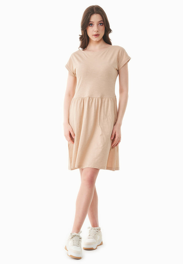 Slub Jersey Dress With Side Pockets Soft Beige