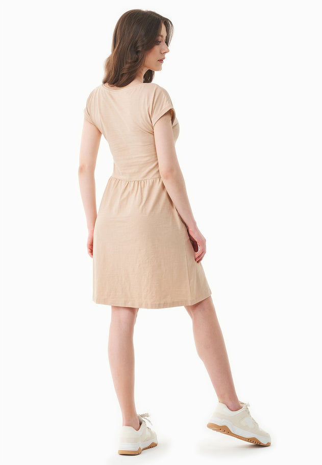 Slub Jersey Dress With Side Pockets Soft Beige