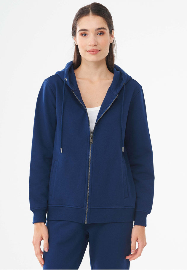 Women's Organic Cotton Zipper Hoodie Navy