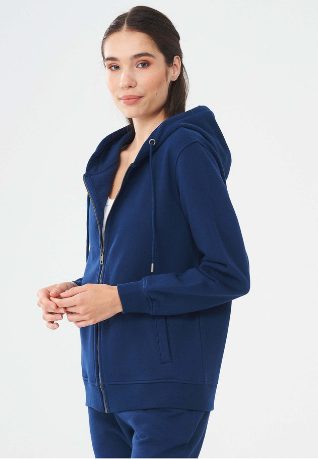 Women's Organic Cotton Zipper Hoodie Navy