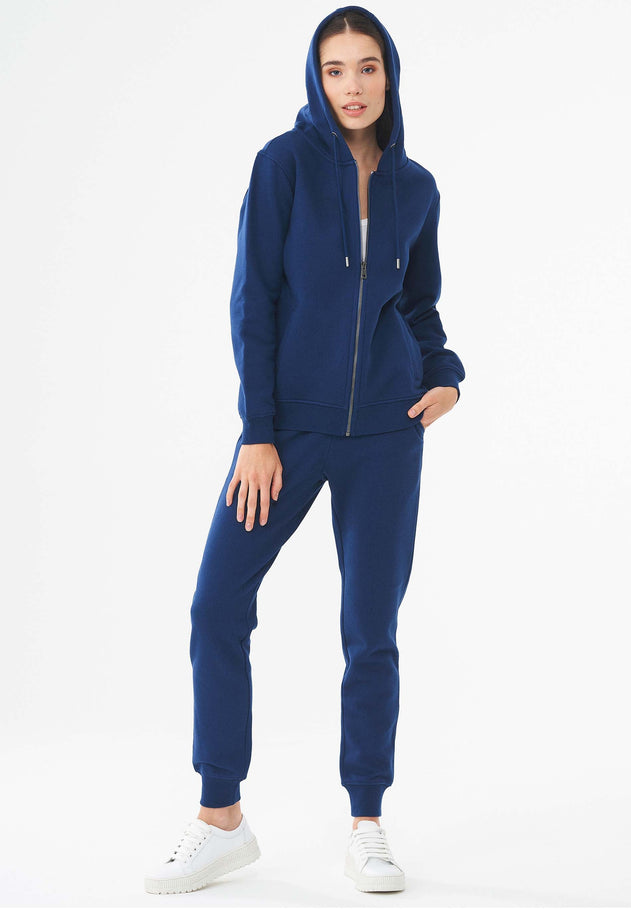 Women's Organic Cotton Zipper Hoodie Navy
