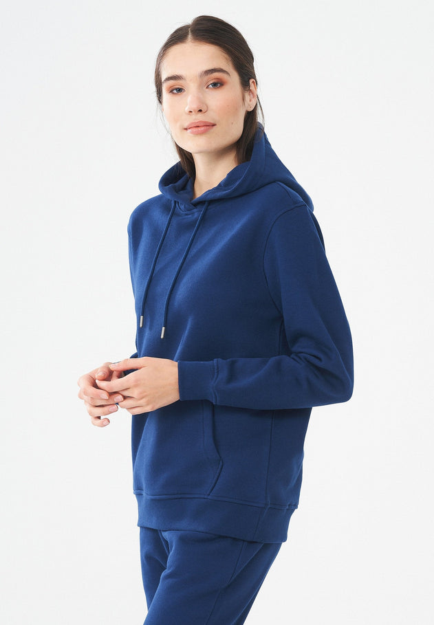 Women's Organic Cotton Hoodie With Kangaroo Pocket Navy