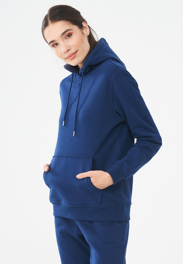 Women's Organic Cotton Hoodie With Kangaroo Pocket Navy